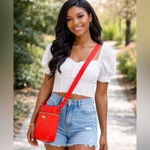 Tommy Hilfiger Orange Nylon Crossbody/Shoulder BagAdjustable Strap Lightweight